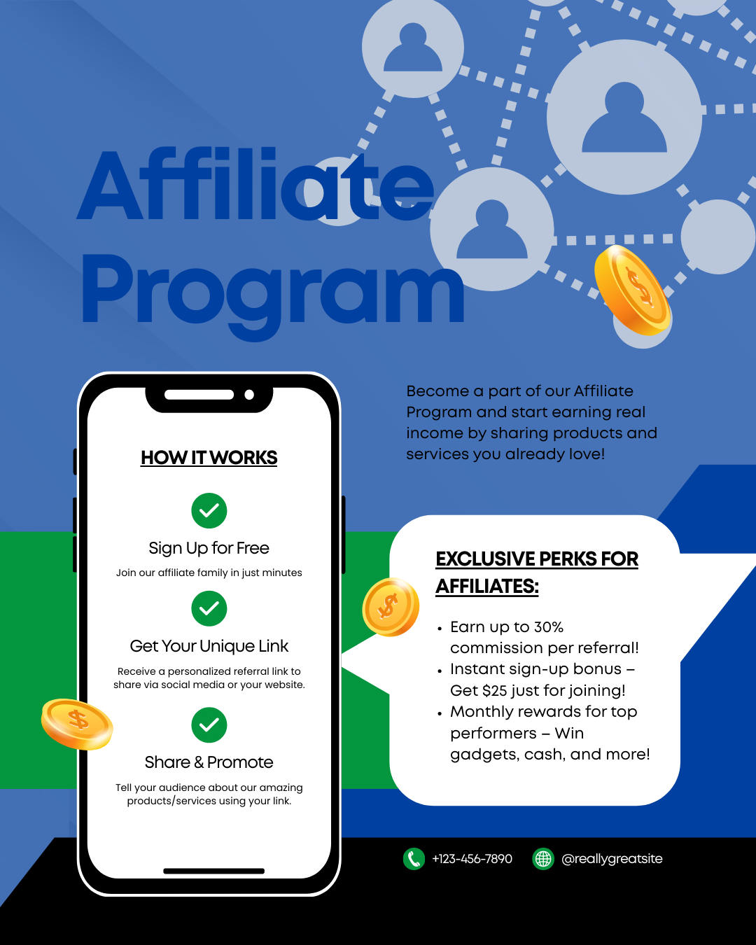 Green and White Modern Affiliate Program Instagram Post